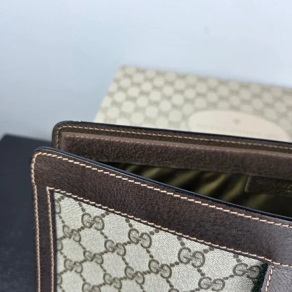 Vintage GUCCI Parfums GG Monogram Large Pouch Clutch Web Stripe NIB Italy 12